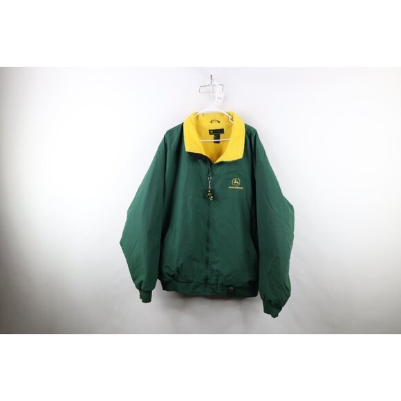 Vintage John Deere Mens 2XL XXL Spell Out Tractors Fleece Lined